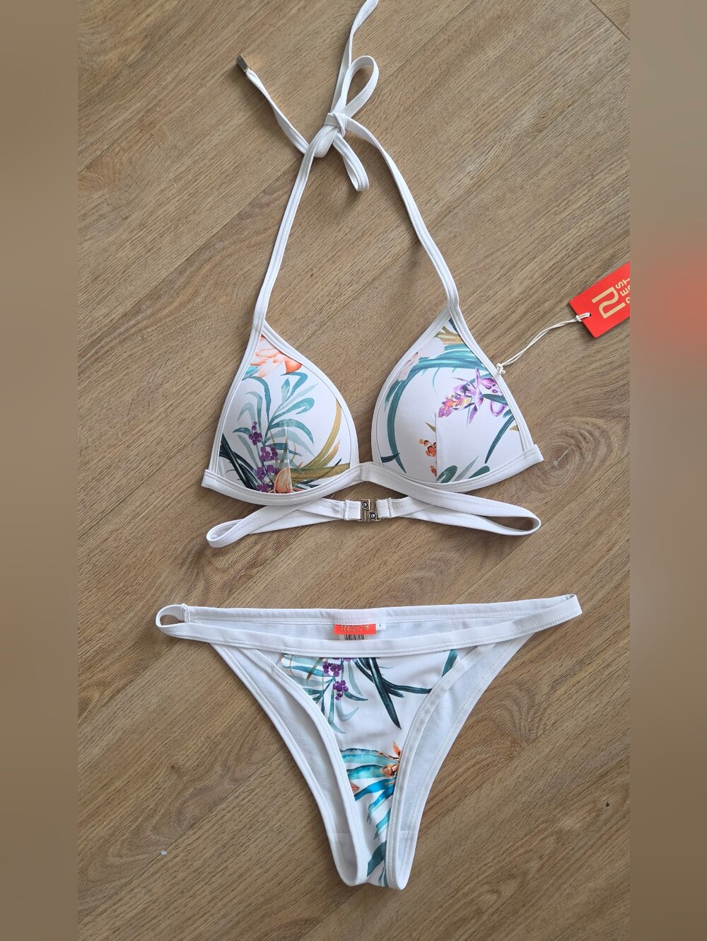 River Island White Floral Triangle Bikini Set